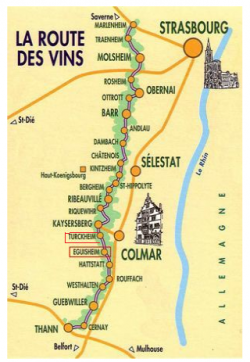 de vinos por Alsacia en Eguisheim y Turckheim